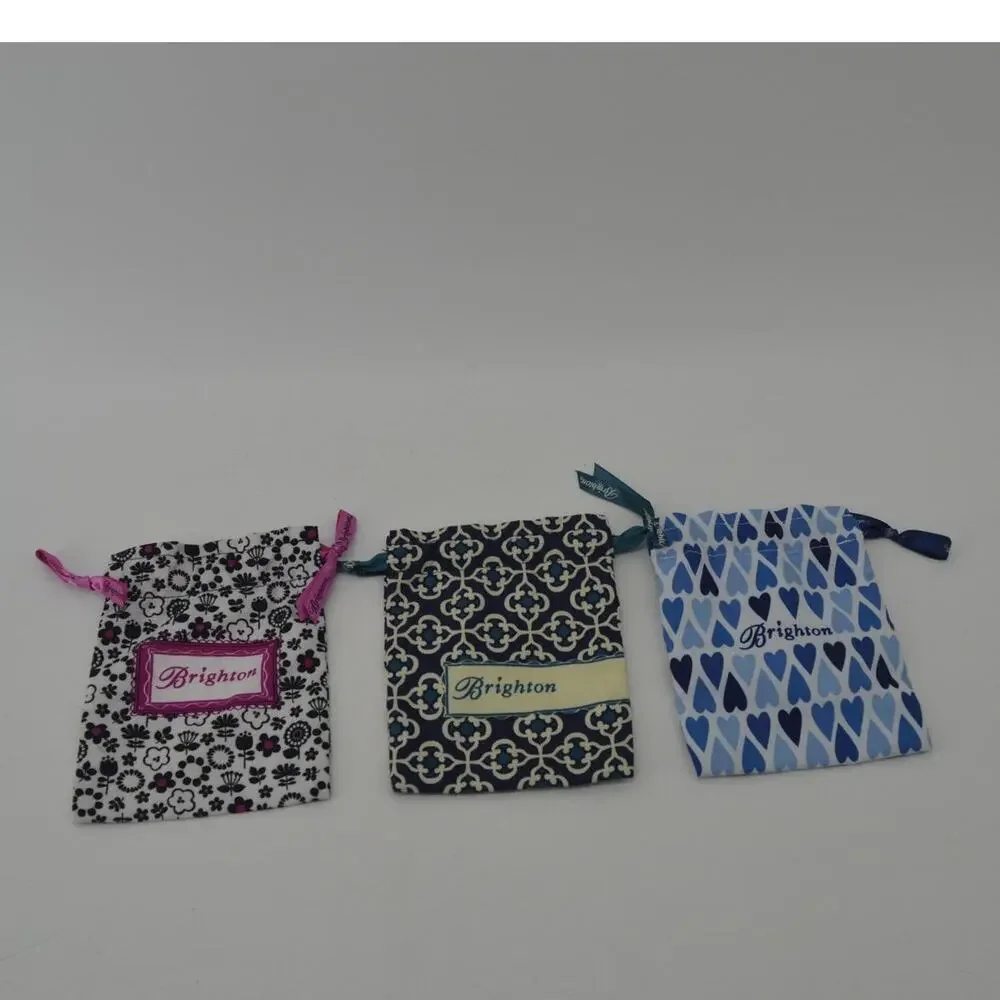 Brighton Dust Bags Set of 3 Drawstring Floral Jewelry Pouch